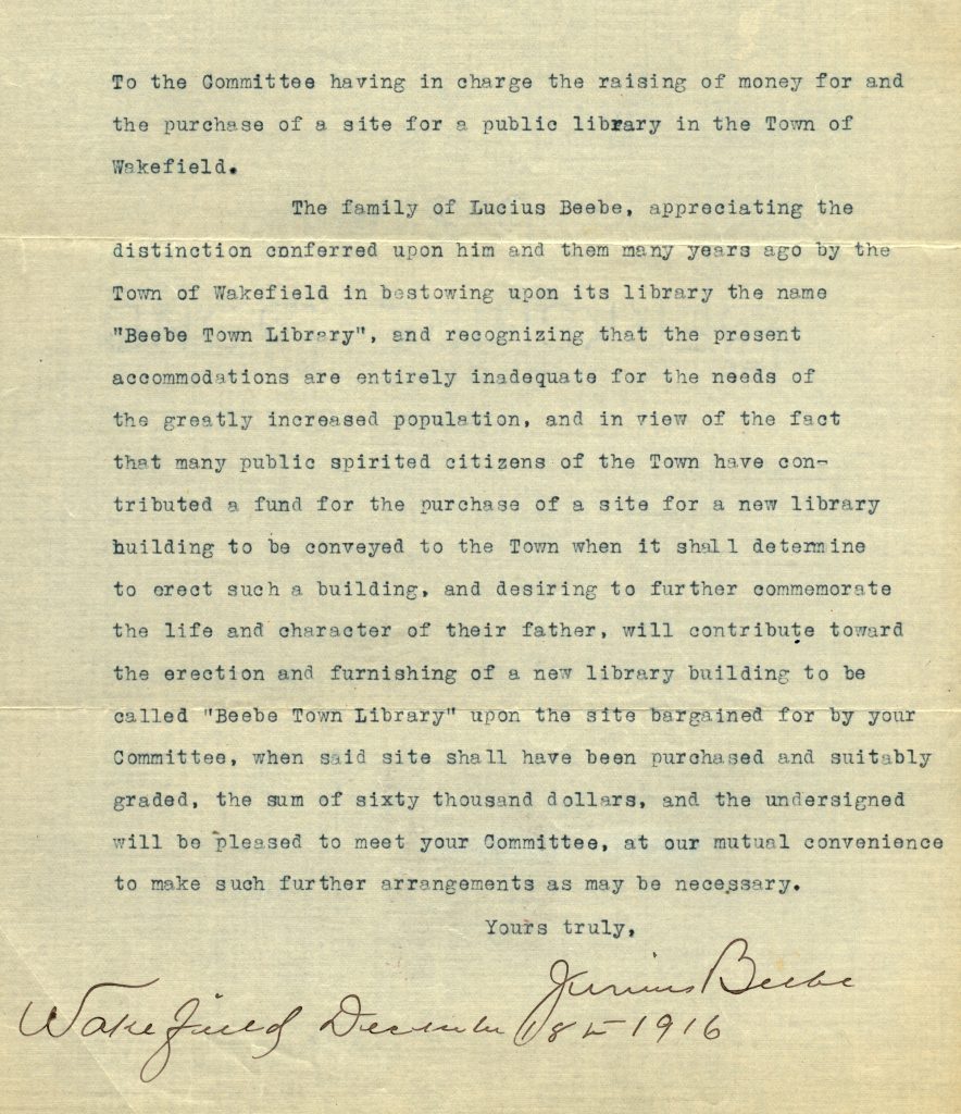 Junius Beebe’s Letter